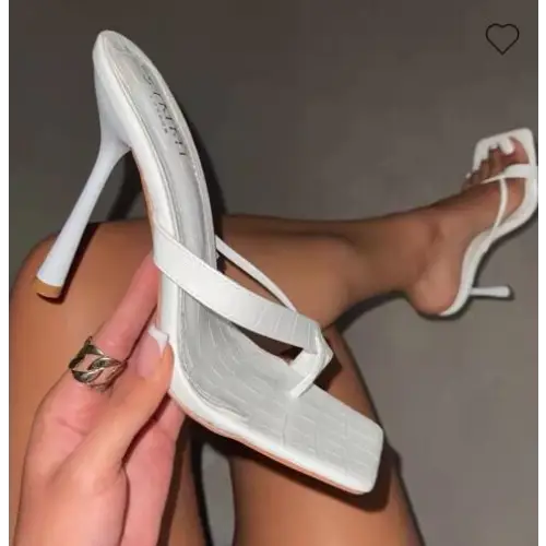 Women’s Plus Size Stiletto Slipper High Heel Sandals - White / 36