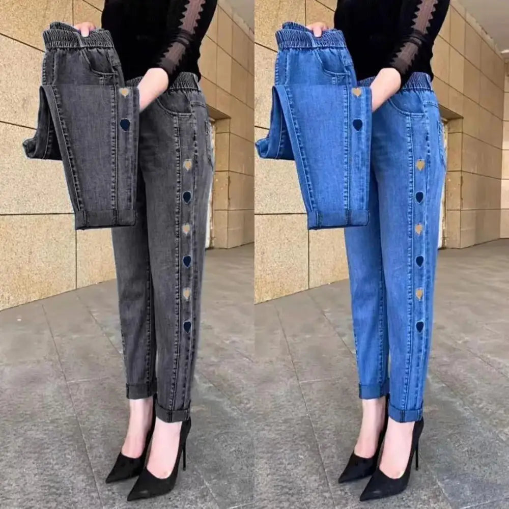 Women’s Plus Size Thin High Waist Stretch Jeans