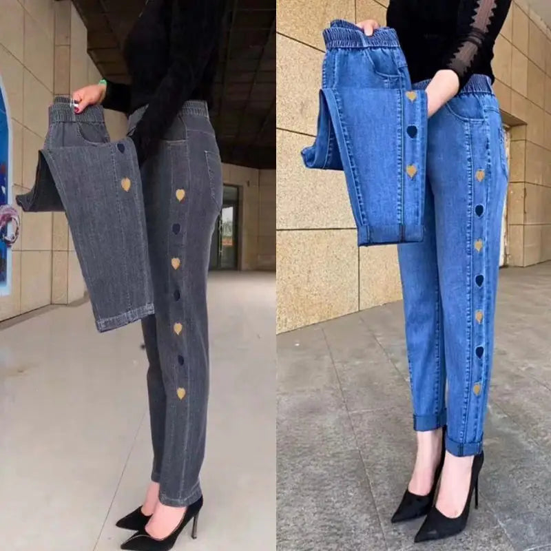 Women’s Plus Size Thin High Waist Stretch Jeans