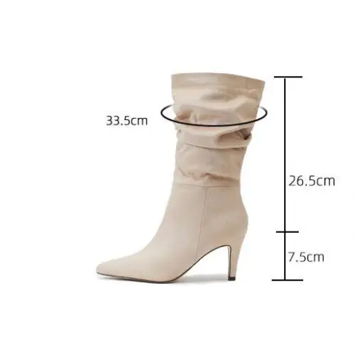 Women’s Plus Size Wrinkled Suede Stiletto Heel Boots