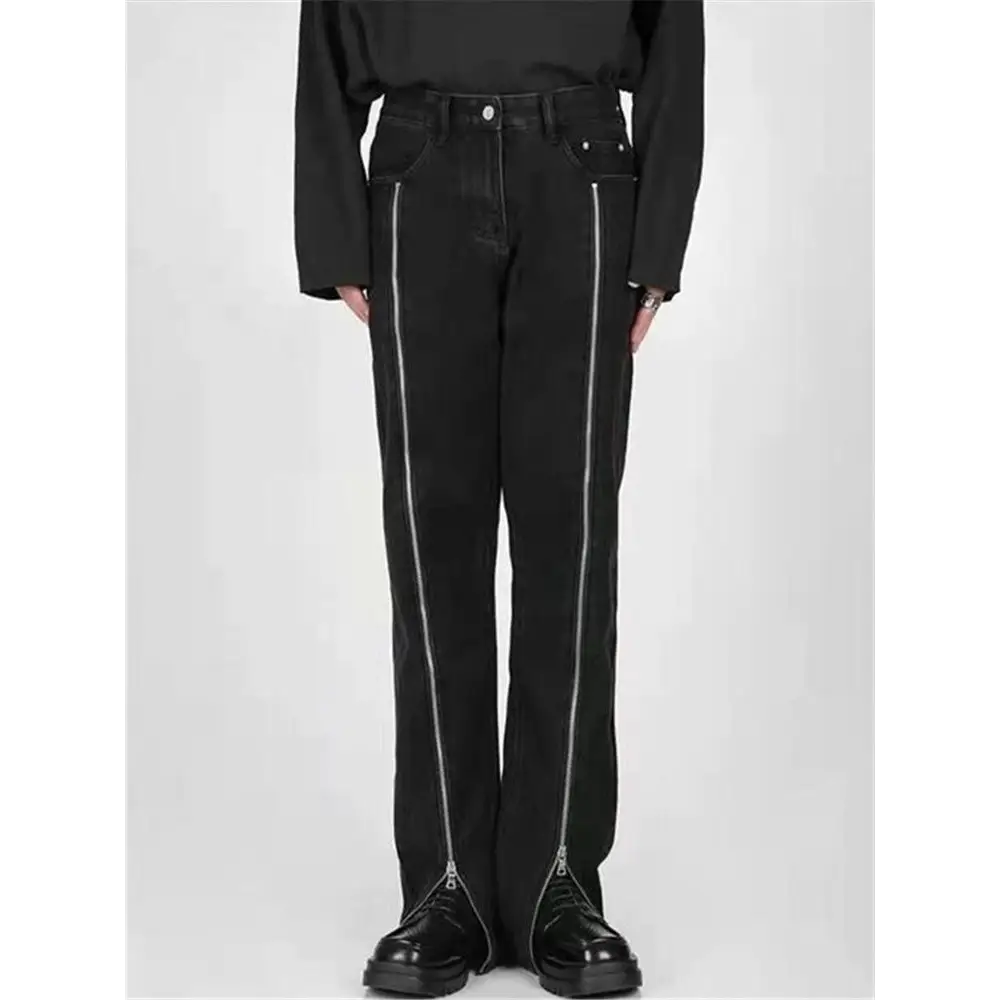 Women’s Plus Size Zipper Design Niche Straight Jeans