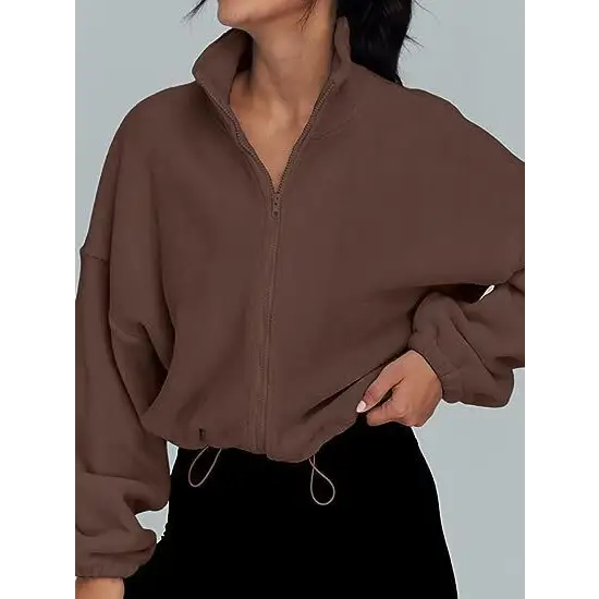 Women's Polar Fleece Sports Velvet Stand Collar Zipper Jacket Beyond Trends Hub