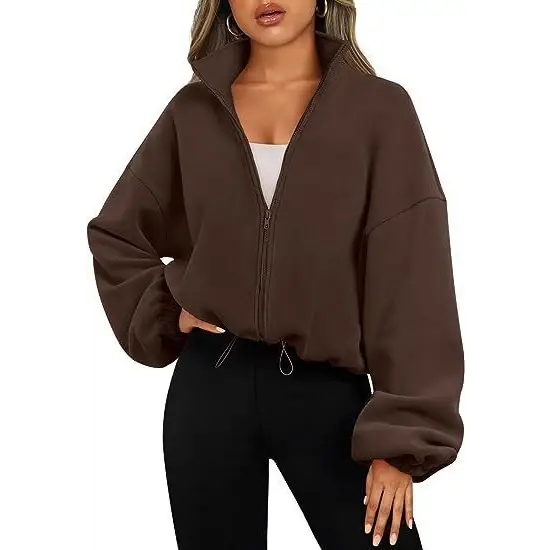 Women's Polar Fleece Sports Velvet Stand Collar Zipper Jacket Beyond Trends Hub