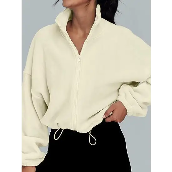 Women's Polar Fleece Sports Velvet Stand Collar Zipper Jacket Beyond Trends Hub