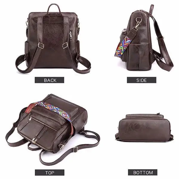Women’s PU Leather Backpack - Backpack - 5