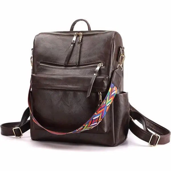Women’s PU Leather Backpack - Backpack - 5