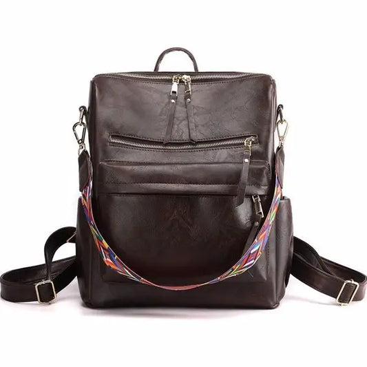 Women’s PU Leather Backpack - Backpack - 5