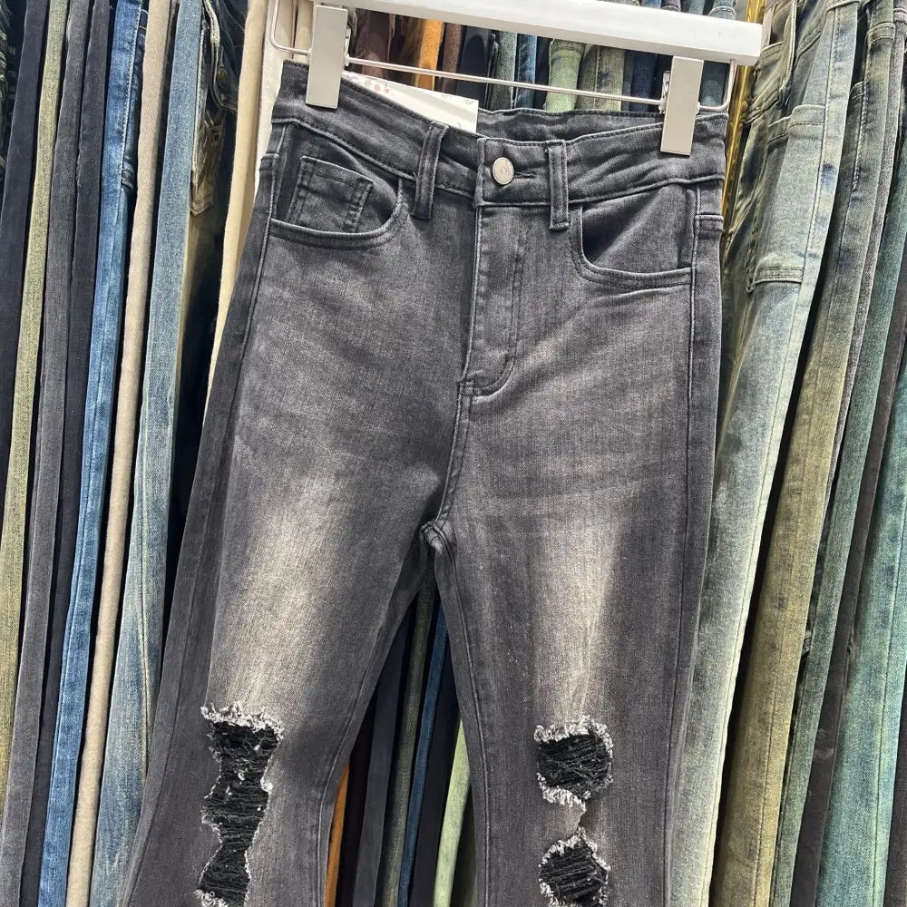 Women's Retro Tattered Jeans Flared Mop Jeans Beyond Trends Hub