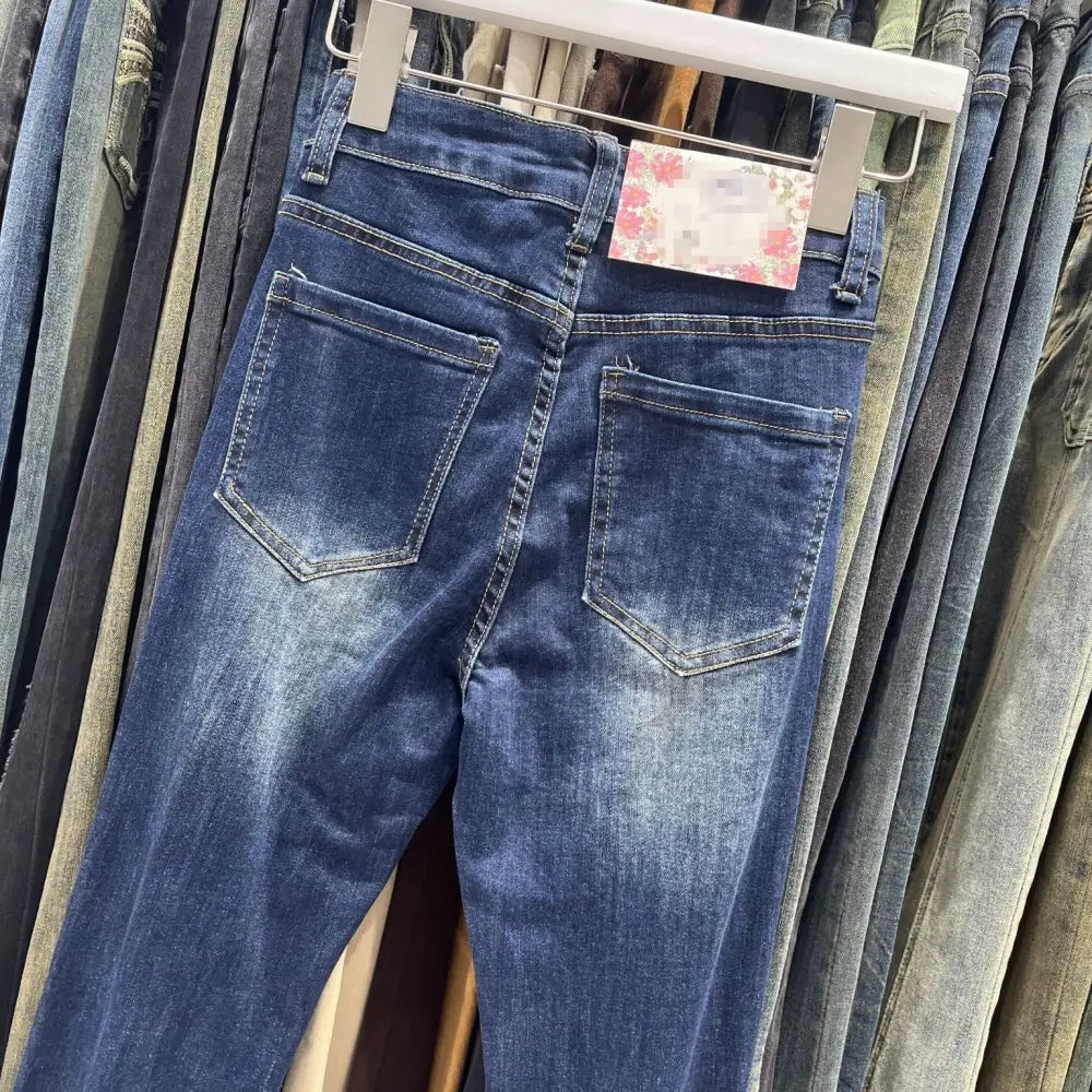 Women's Retro Tattered Jeans Flared Mop Jeans Beyond Trends Hub