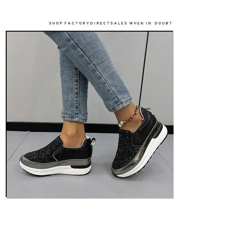 Women's Sequin Casual Thick Sole Sponge Cake Shoes Beyond Trends Hub