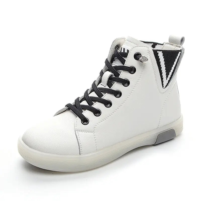 Women's Short Boots Fleece-lined White Shoes Soft Bottom Casual Flat Beyond Trends Hub