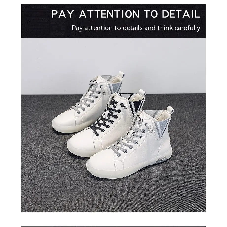 Women's Short Boots Fleece-lined White Shoes Soft Bottom Casual Flat Beyond Trends Hub