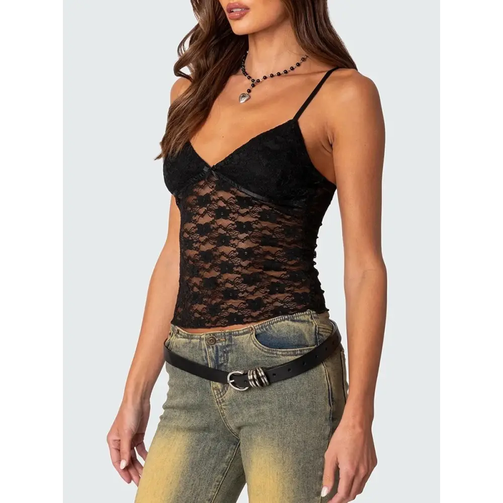 Women's Short Lace Spaghetti-strap Camisole Top Beyond Trends Hub
