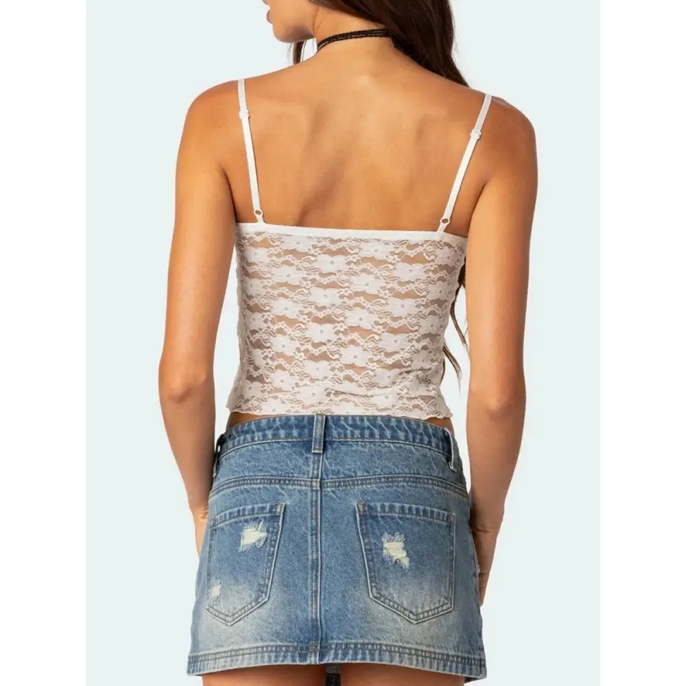 Women's Short Lace Spaghetti-strap Camisole Top Beyond Trends Hub