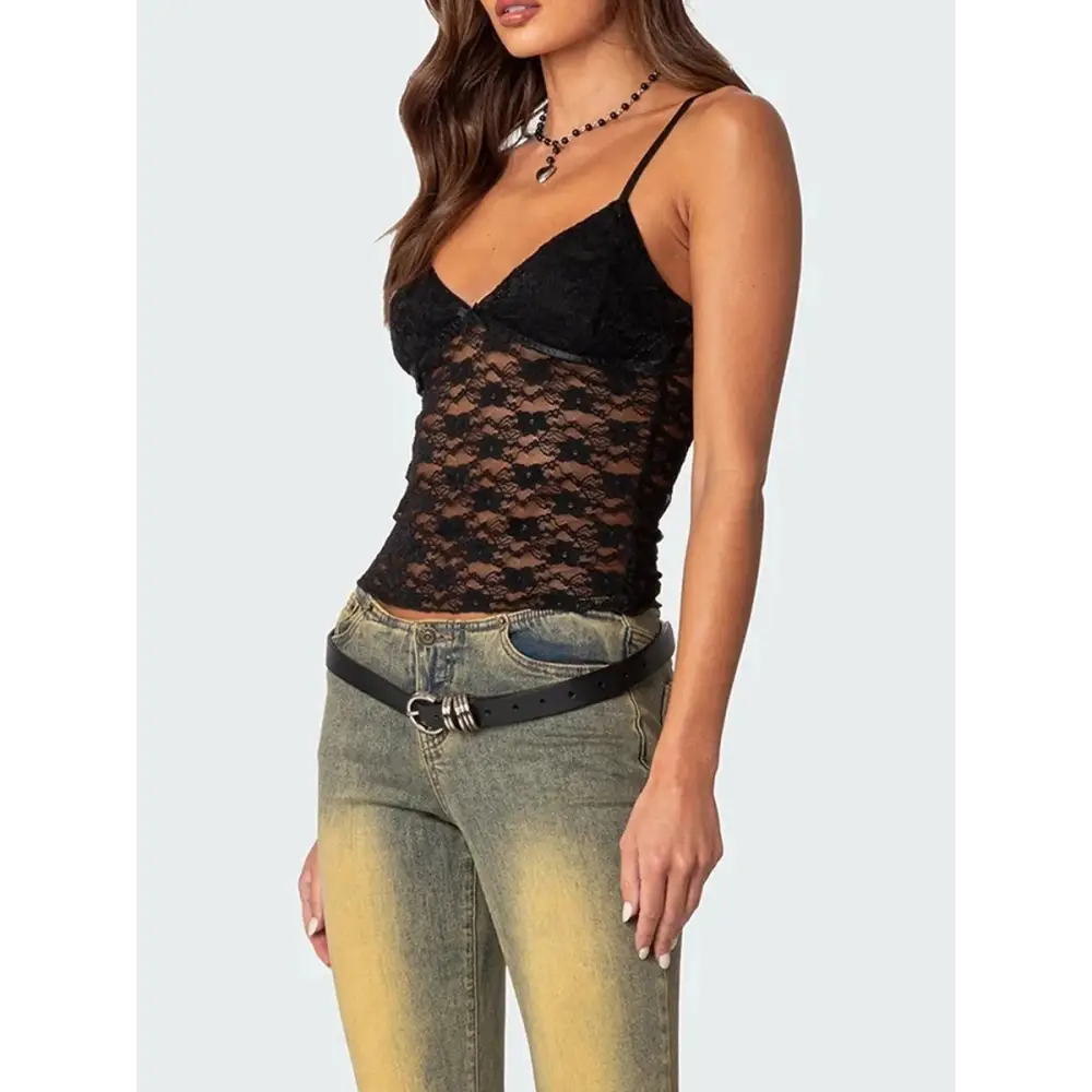 Women's Short Lace Spaghetti-strap Camisole Top Beyond Trends Hub