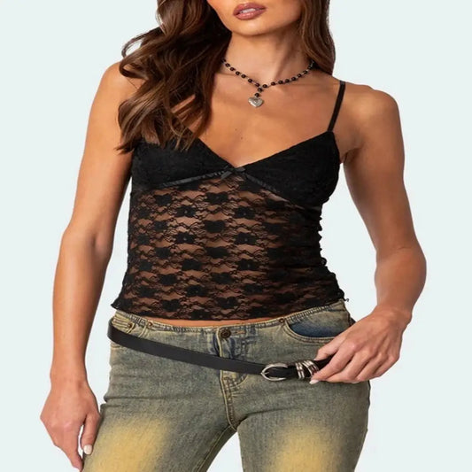 Women's Short Lace Spaghetti-strap Camisole Top Beyond Trends Hub