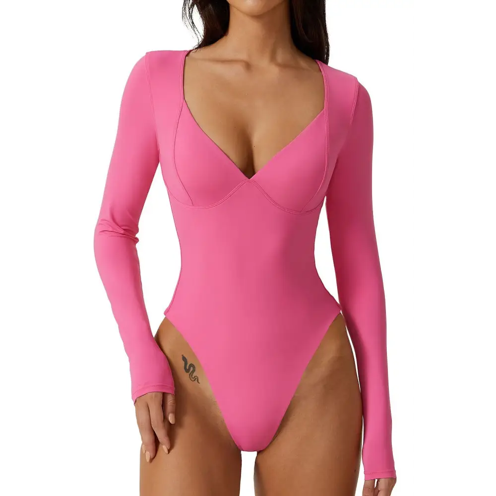 Women's Short Sleeve Bodysuit V Neck Body Suits Seamed Cup Going Out Tops Shirt Beyond Trends Hub