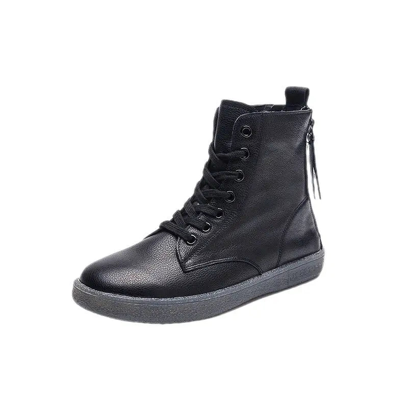 Women's Soft Leather Double Zipper Martin Boots Beyond Trends Hub