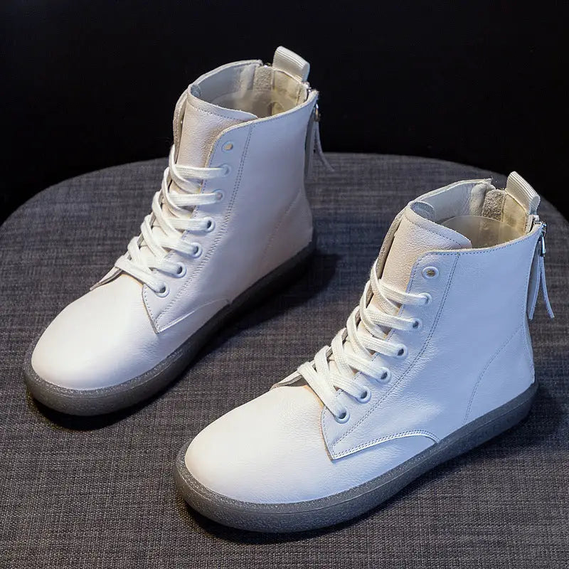 Women's Soft Leather Double Zipper Martin Boots Beyond Trends Hub