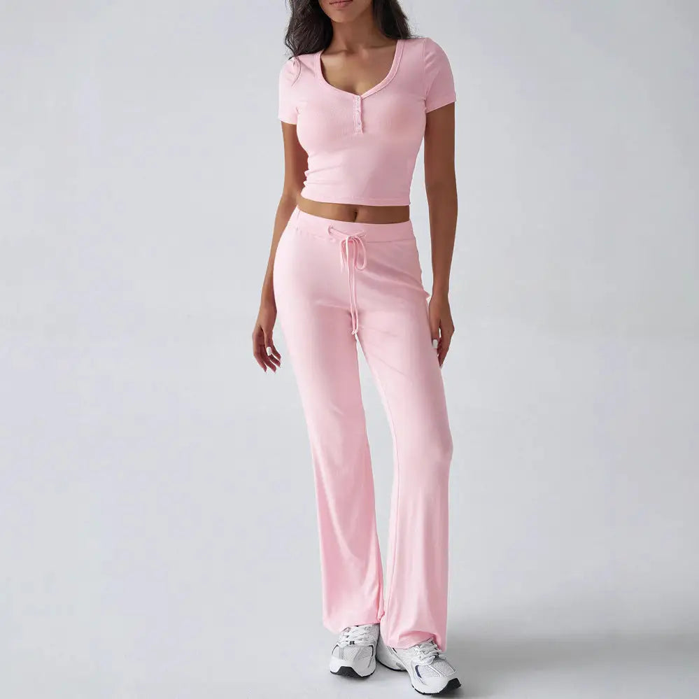 Women’s Solid Color Crew Neck Casual Fashion Suit