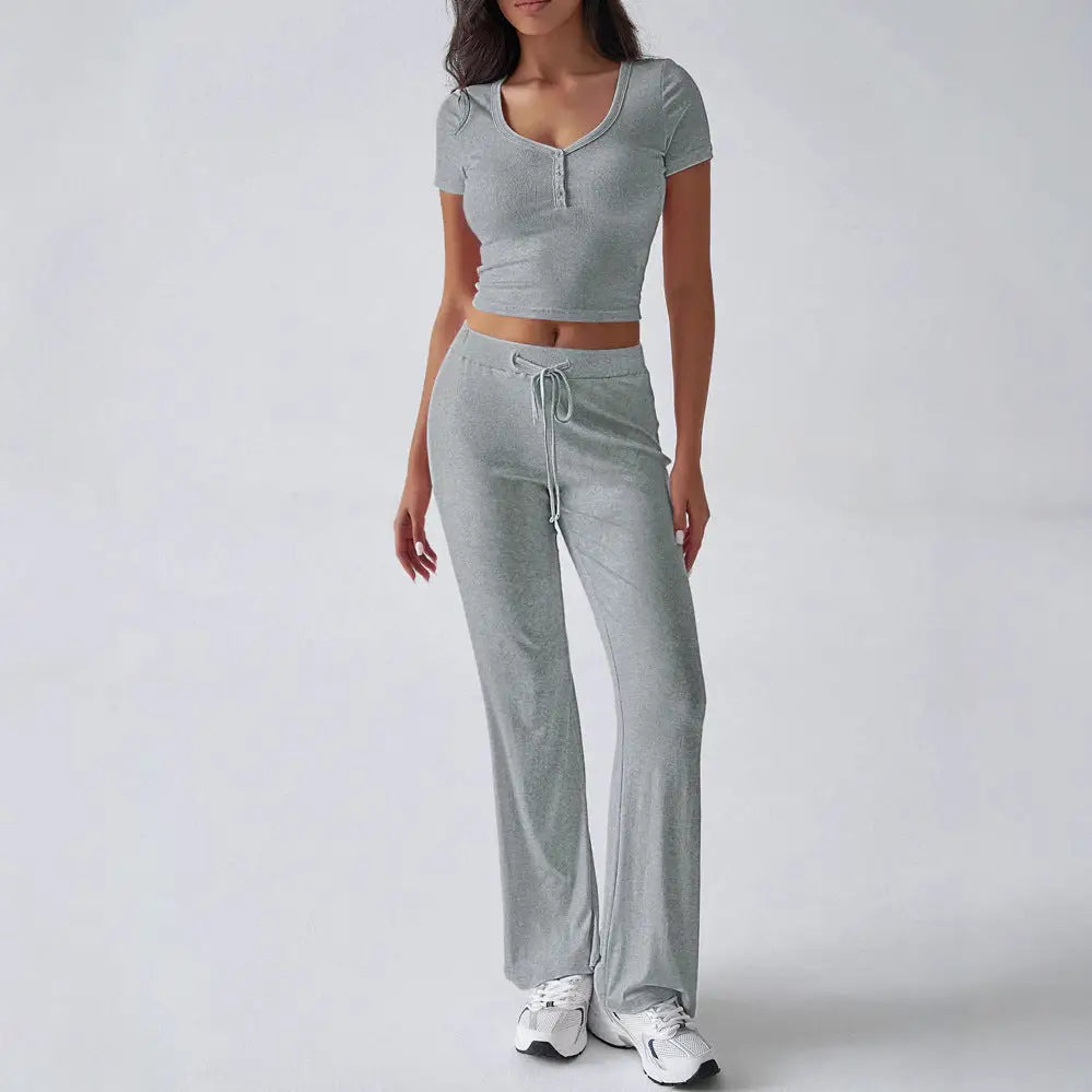 Women’s Solid Color Crew Neck Casual Fashion Suit
