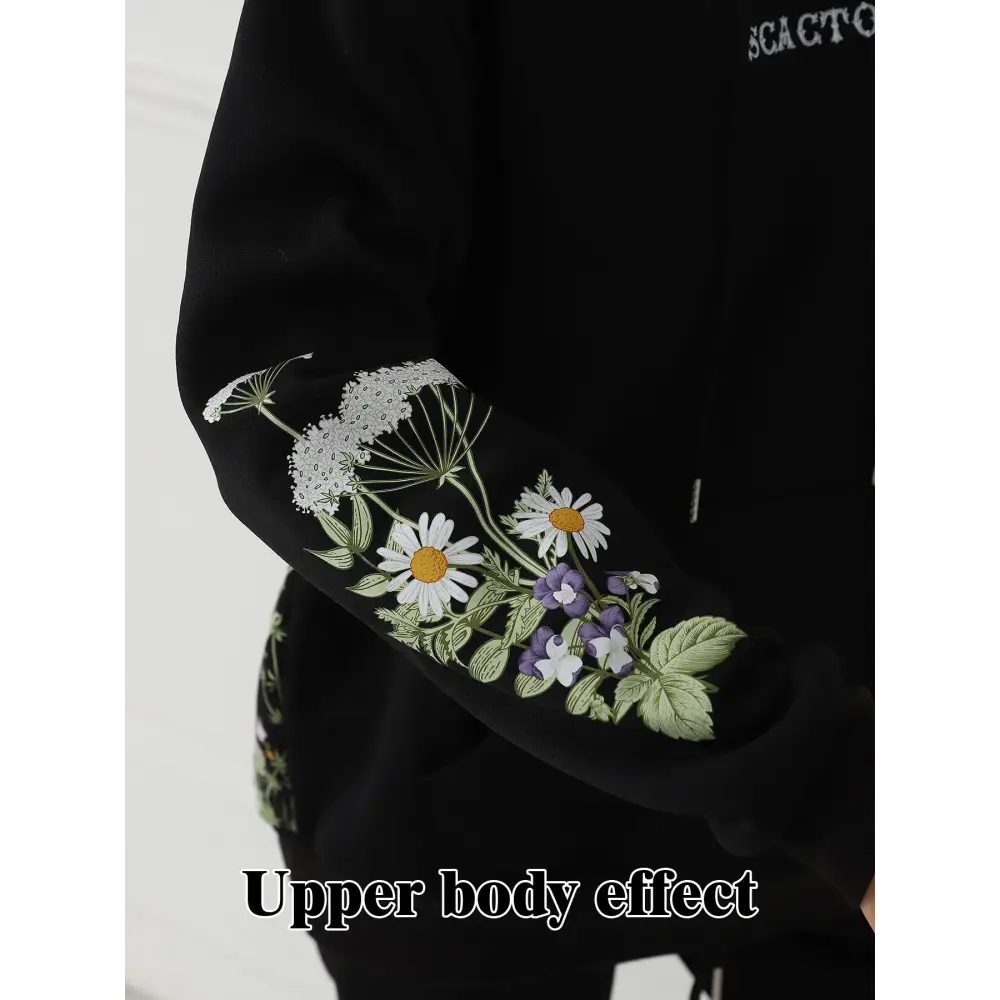 Women's Solid Color Floral Long Sleeved Sweatshirt Beyond Trends Hub