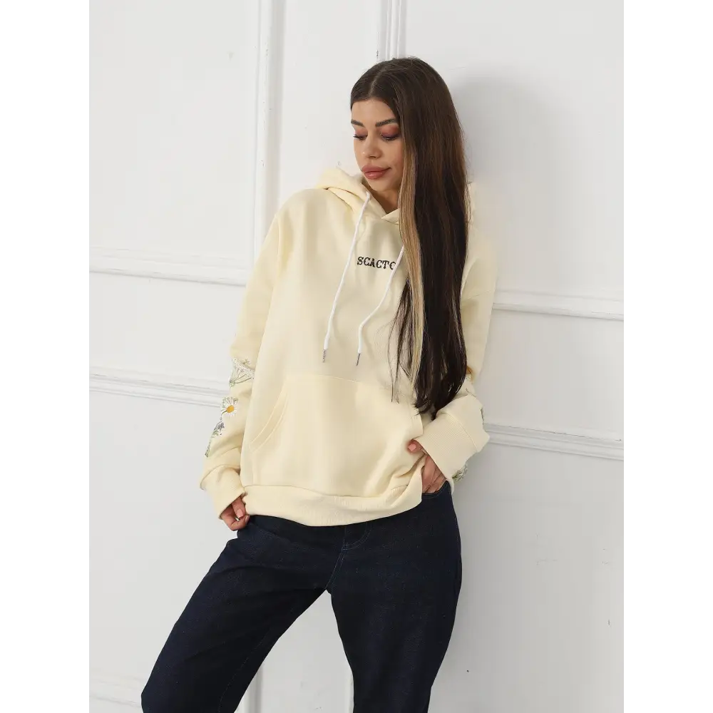 Women's Solid Color Floral Long Sleeved Sweatshirt Beyond Trends Hub