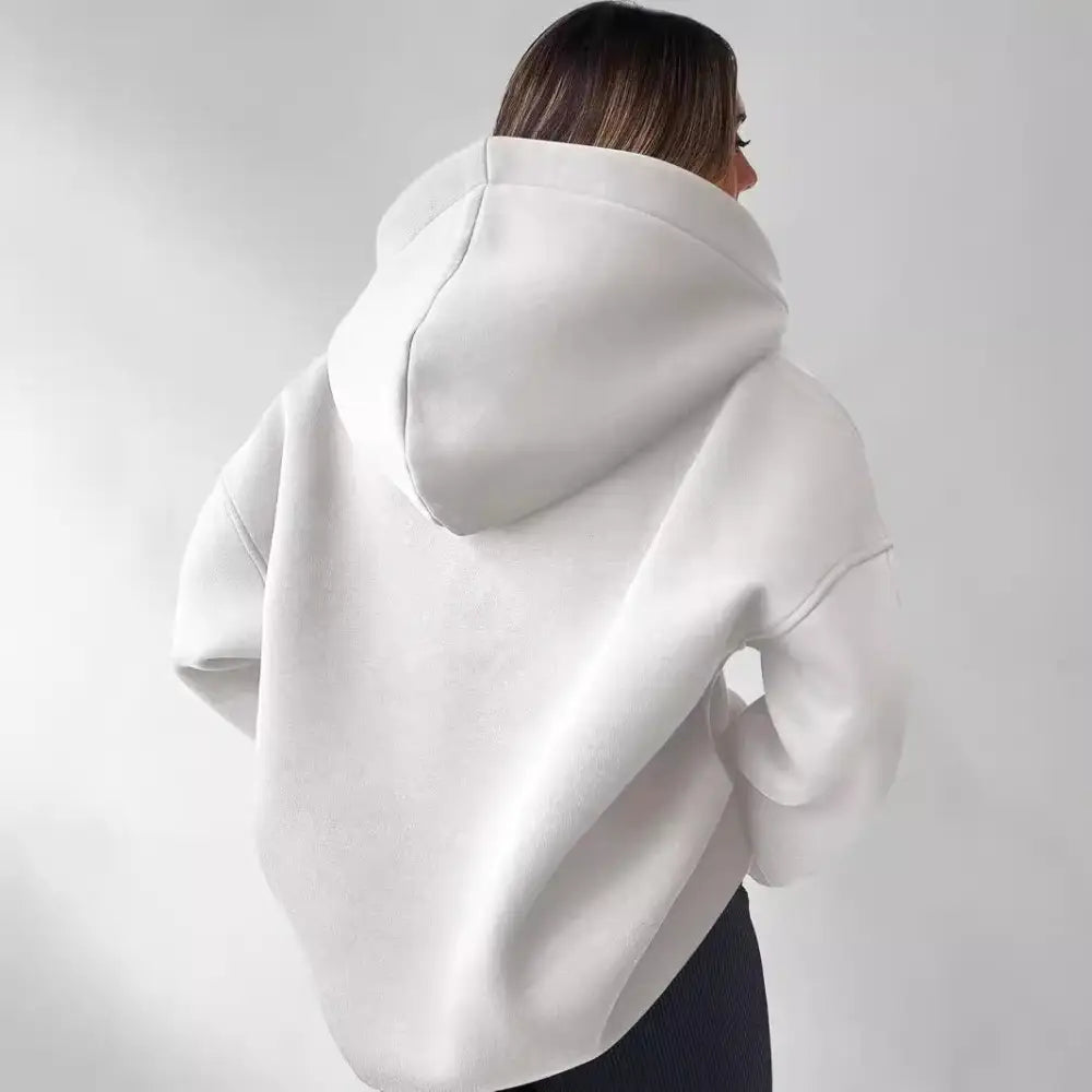 Women's Solid Color Long Sleeve Hooded Solid Color Loose Sweater Beyond Trends Hub