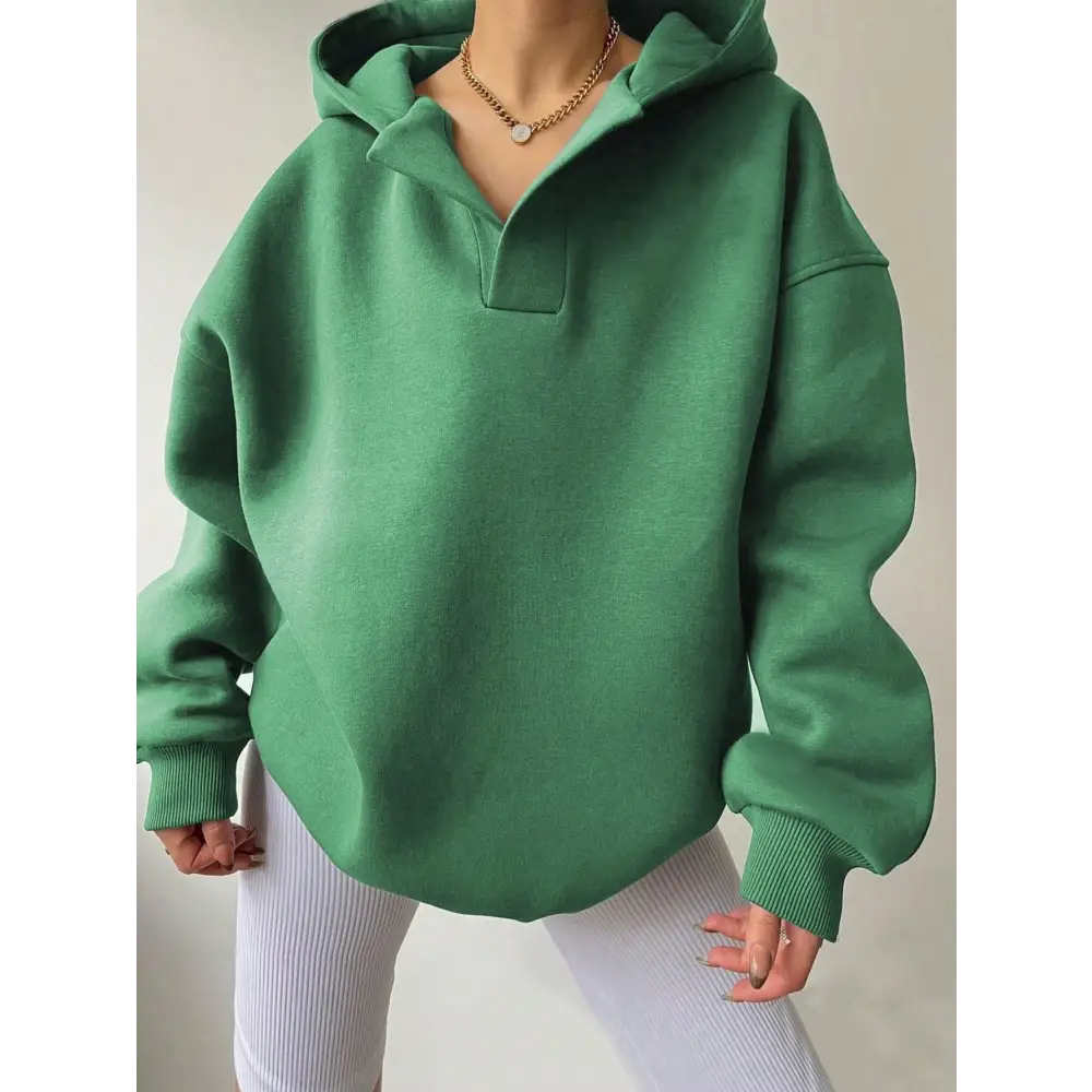 Women's Solid Color Long Sleeve Hooded Solid Color Loose Sweater Beyond Trends Hub