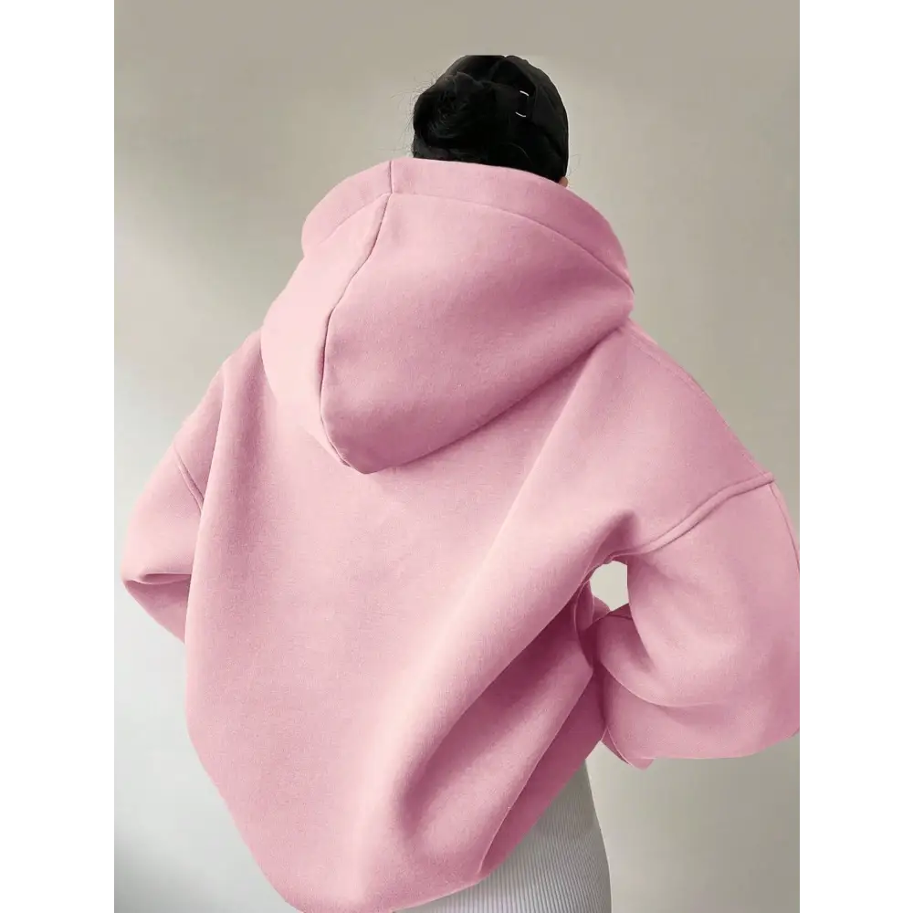 Women's Solid Color Long Sleeve Hooded Solid Color Loose Sweater Beyond Trends Hub