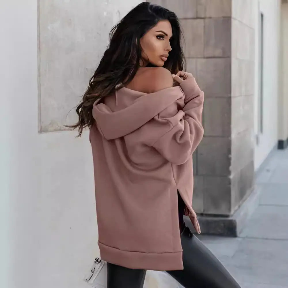 Women's Sports Pocket Loose Zip Casual Hoodie Sweater Beyond Trends Hub