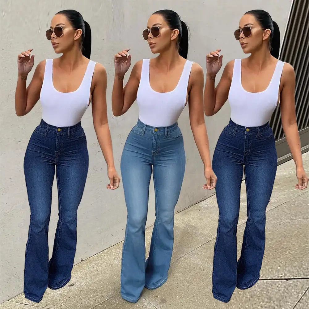 Women's Stretch High Waist Denim Pants Micro-pull Horseshoe Pants Beyond Trends Hub