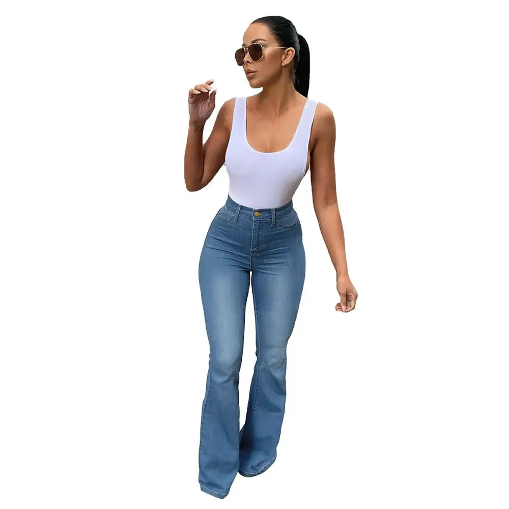 Women's Stretch High Waist Denim Pants Micro-pull Horseshoe Pants Beyond Trends Hub