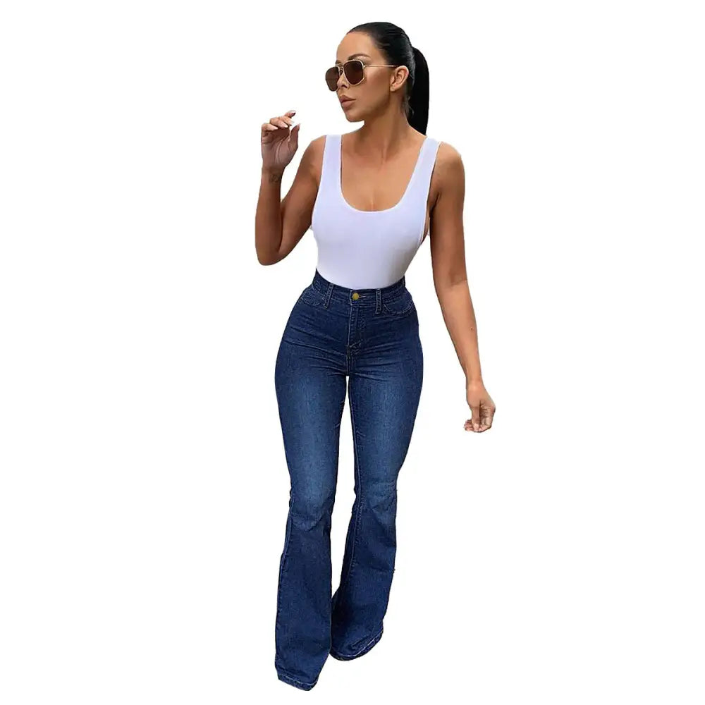 Women's Stretch High Waist Denim Pants Micro-pull Horseshoe Pants Beyond Trends Hub