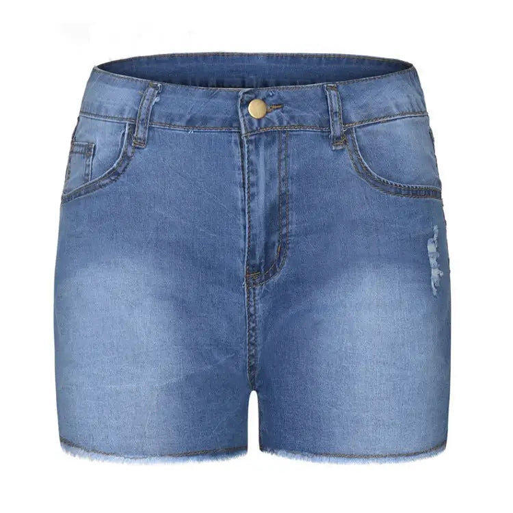Women's Stretch Slim Fit Ripped Tassel Denim Shorts Beyond Trends Hub