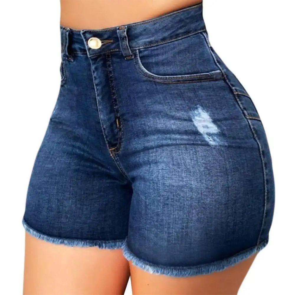 Women's Stretch Slim Fit Ripped Tassel Denim Shorts Beyond Trends Hub
