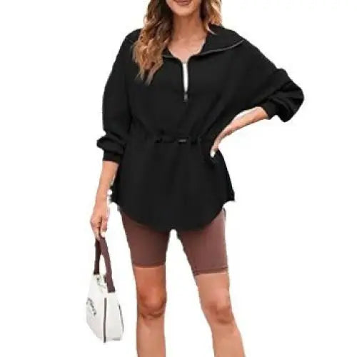 Women’s Super Plus Size Sweatshirt Half Zipper Drawstring
