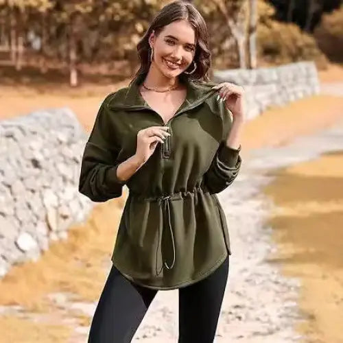 Women’s Super Plus Size Sweatshirt Half Zipper Drawstring