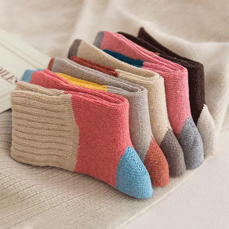 Womens Thick Socks Wool Thermal Warm Knitting Nordic Ladies Socks Winter - Type1 - 5