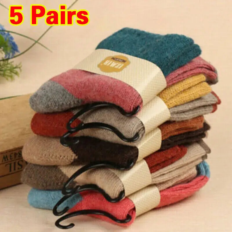 Womens Thick Socks Wool Thermal Warm Knitting Nordic Ladies Socks Winter - Type1 - 5