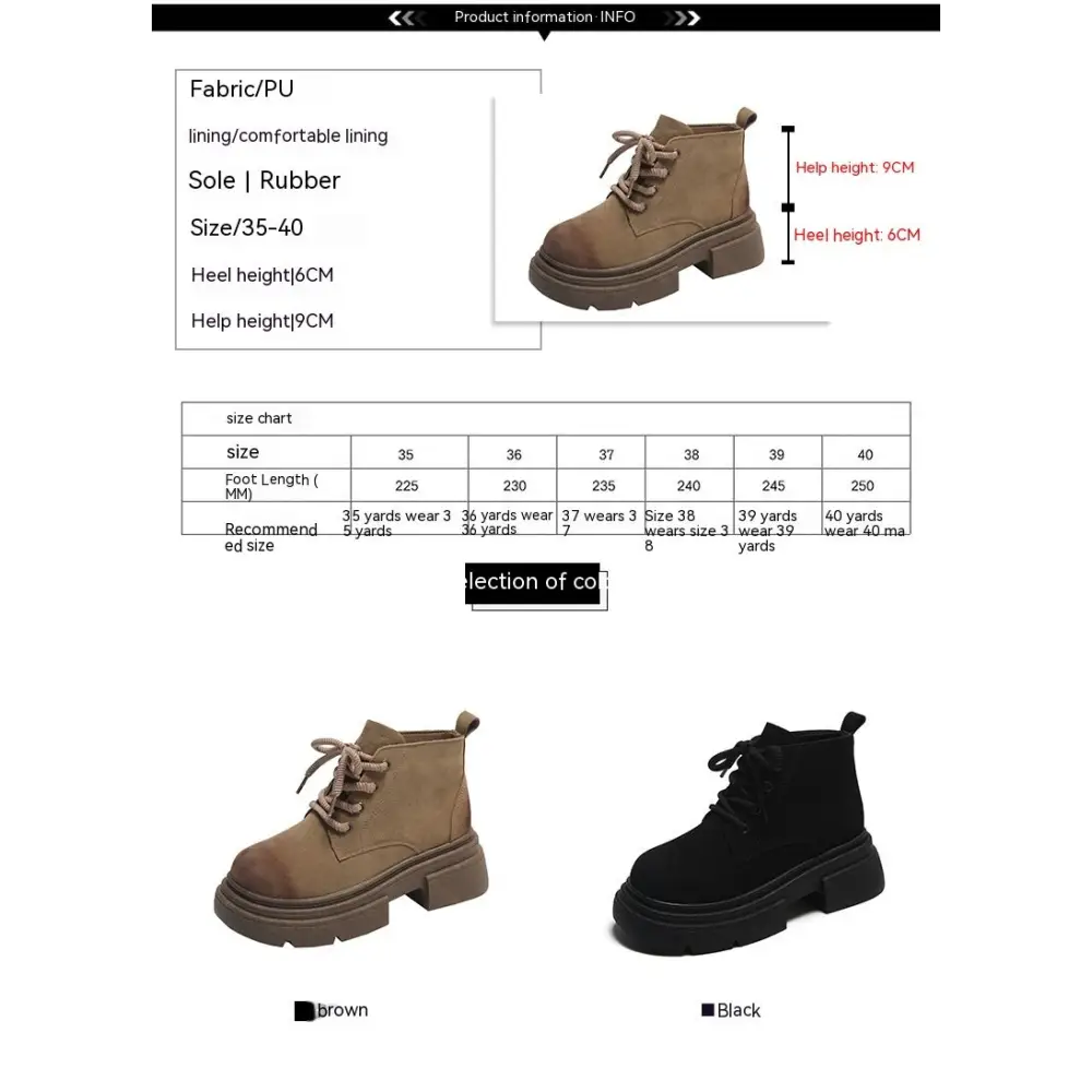 Women's Thick-soled Lace-up Retro Matte Ankle Trendy Cool British Fan Boots Beyond Trends Hub