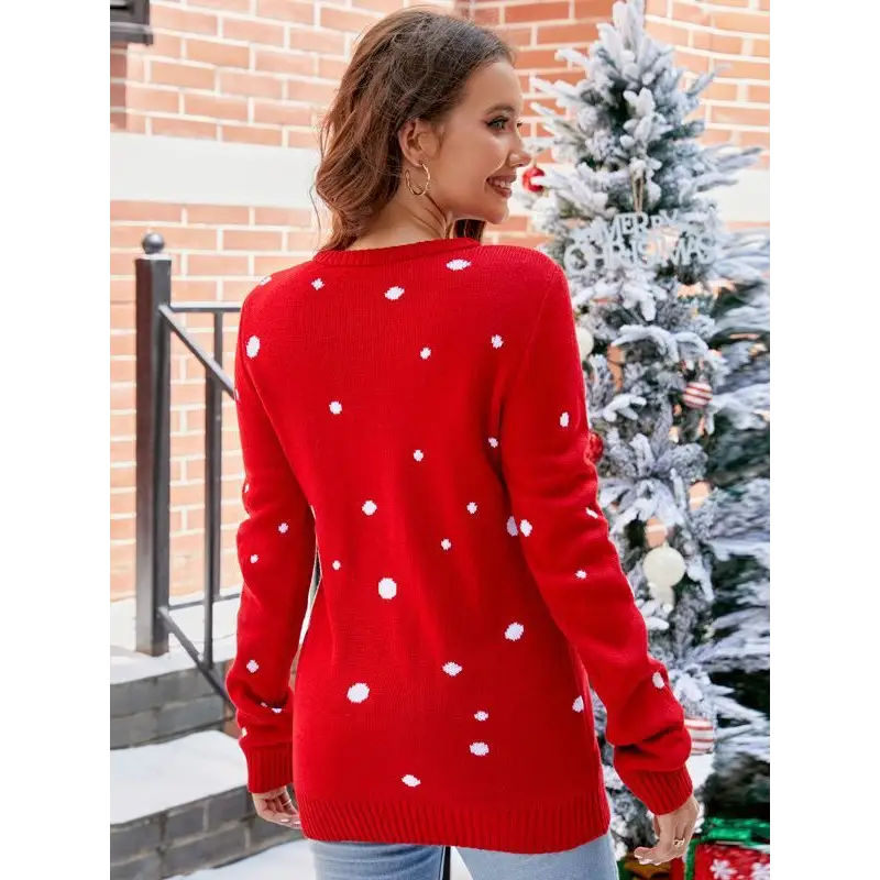 Women's Tops Santa Pullover Sweater Autumn And Winter Letter Embroidery Christmas Red Sweaters Long Sleeve Crew Neck Clothes Beyond Trends Hub