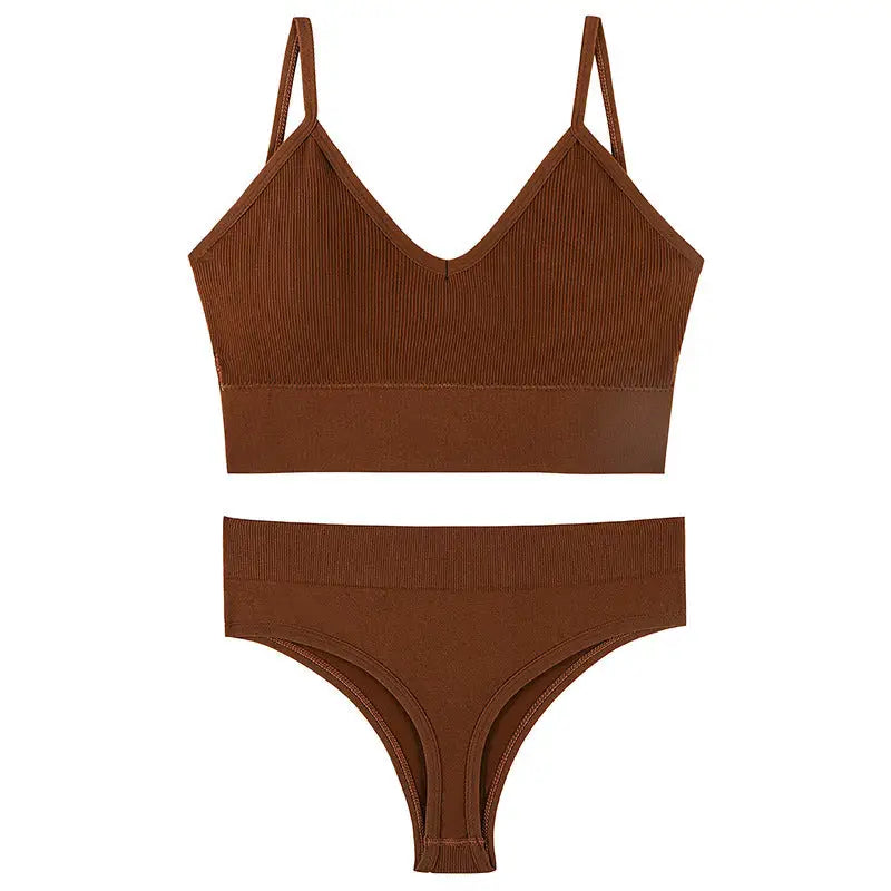 Women's Underwear Small Chest Push-up Thin Wireless Large Size Sports Sling Vest French Triangle Cup Bra Set Beyond Trends Hub