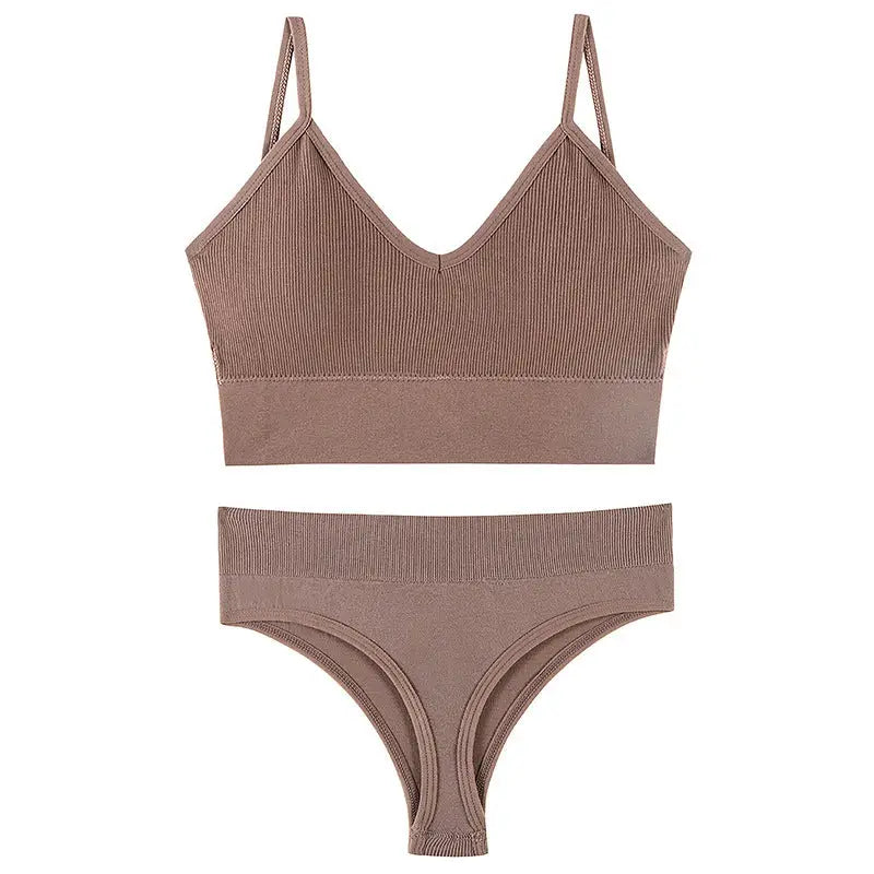 Women's Underwear Small Chest Push-up Thin Wireless Large Size Sports Sling Vest French Triangle Cup Bra Set Beyond Trends Hub