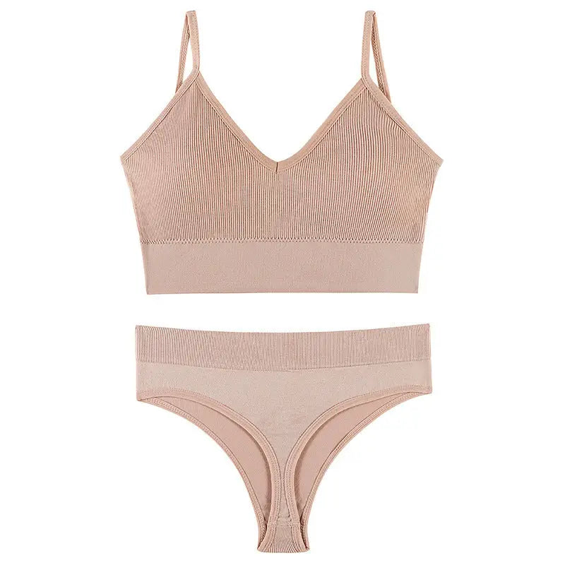 Women's Underwear Small Chest Push-up Thin Wireless Large Size Sports Sling Vest French Triangle Cup Bra Set Beyond Trends Hub