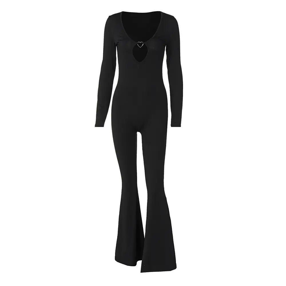 Women’s V-neck Skinny Fashion Jumpsuit - S / Black