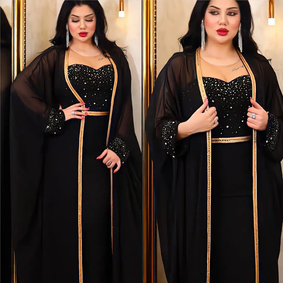 Women’s Wear 2 Piece Set Long Dress Summer Autumn Women Traditional African Clothing Fairy Dress - Black / M