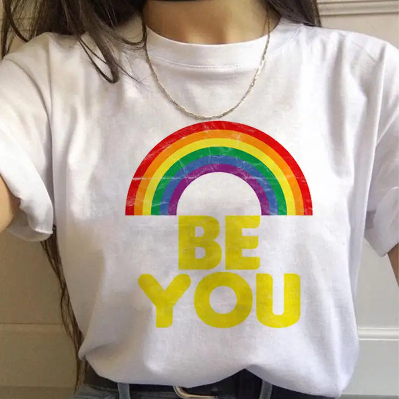 WomenT Shirts Gay Pride Rainbow Gay Short Sleeve Ladies T-shirt Girlfriends Beyond Trends Hub
