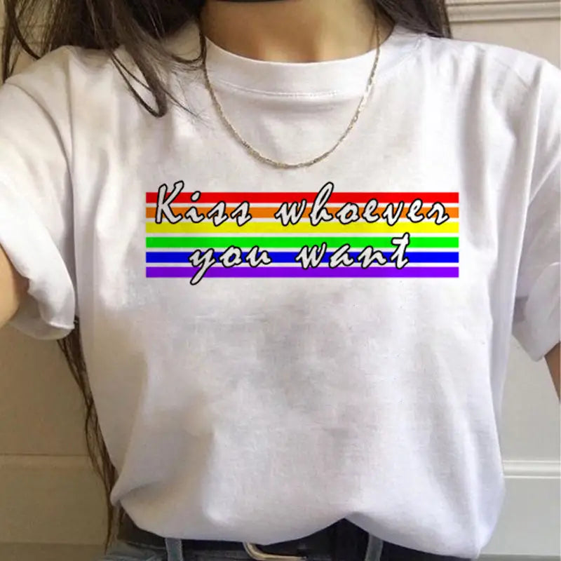 WomenT Shirts Gay Pride Rainbow Gay Short Sleeve Ladies T-shirt Girlfriends Beyond Trends Hub