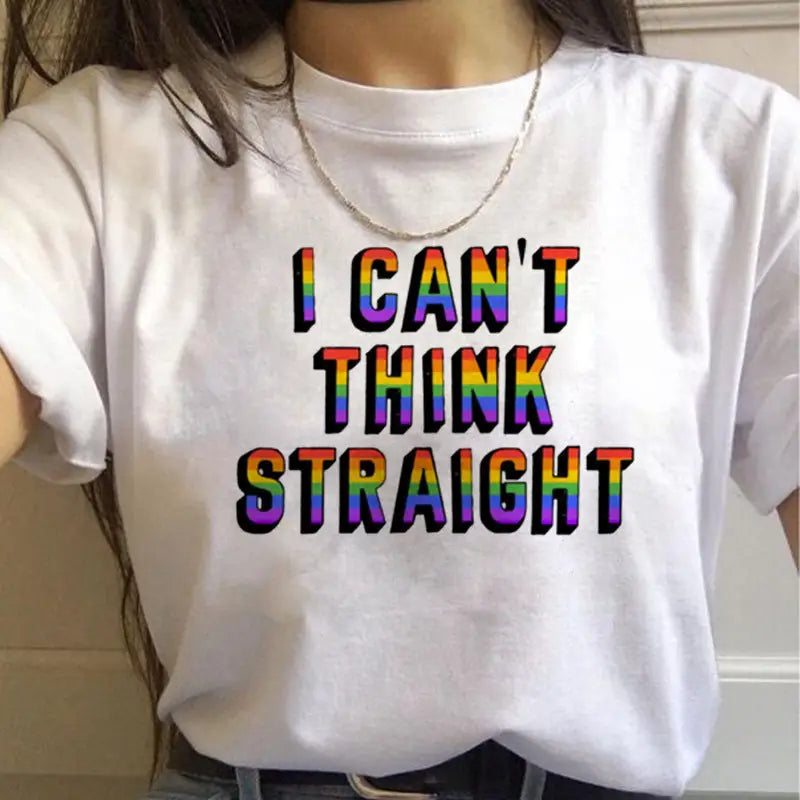 WomenT Shirts Gay Pride Rainbow Gay Short Sleeve Ladies T-shirt Girlfriends Beyond Trends Hub